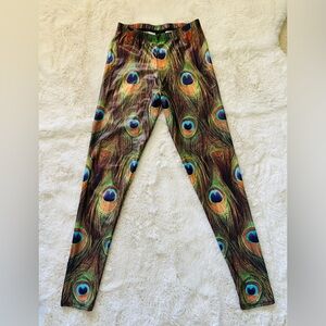 Bambam Peacock Green & Blue Yoga Pants Tights Leggings Size Medium